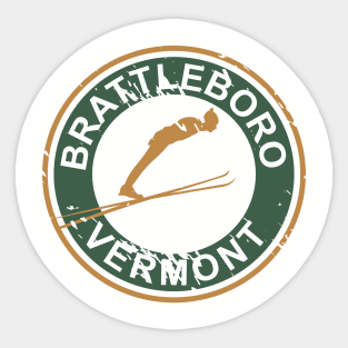 Brattleboro Vermont Ski Jumping Distressed Sticker